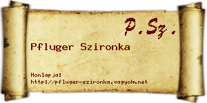 Pfluger Szironka névjegykártya